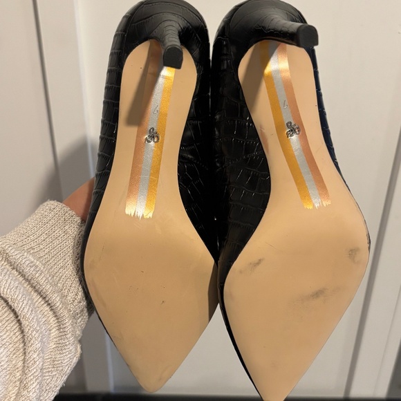 Sam Edelman Black Croc-Embossed Pumps - Picture 2 of 5